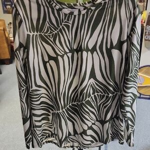 Chico's Bold Zebra Print Blouse in Green and White